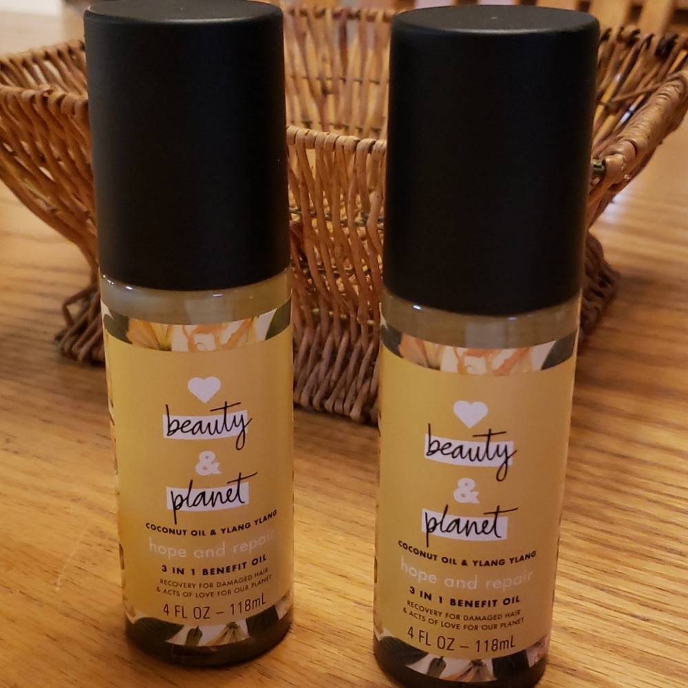 2 bottles of Beauty & Planet 3 in 1 Benefit Oil